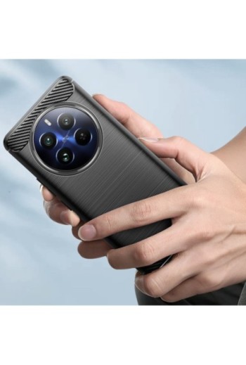 Cover per Realme 12 Pro 5G e 12 Pro Plus silicone effetto carbonio - nera