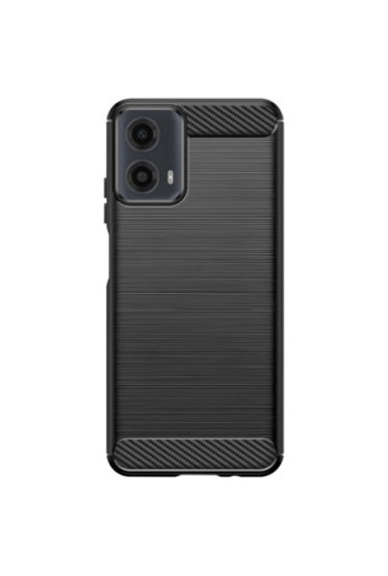Cover per Motorola Moto G34 5G silicone flessibile effetto carbonio e spazzolato - nera