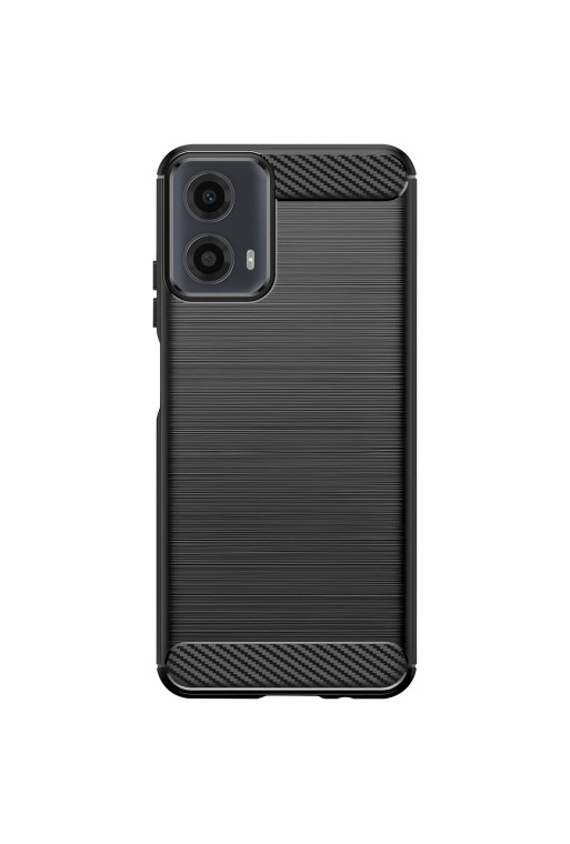 Cover per Motorola Moto G34 5G silicone flessibile effetto carbonio e spazzolato - nera