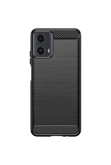 Cover per Motorola Moto G34 5G silicone flessibile effetto carbonio e spazzolato - nera
