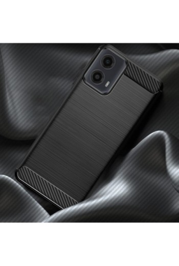 Cover per Motorola Moto G34 5G silicone flessibile effetto carbonio e spazzolato - nera