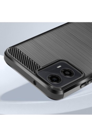 Cover per Motorola Moto G34 5G silicone flessibile effetto carbonio e spazzolato - nera