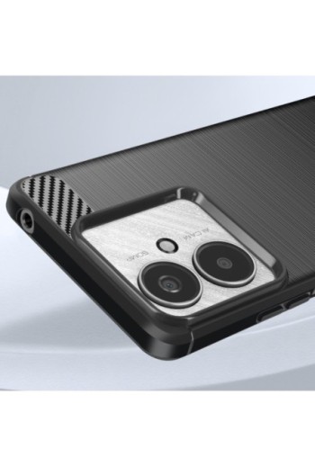 Cover per Xiaomi Redmi 13C silicone flessibile effetto carbonio e spazzolato - nera