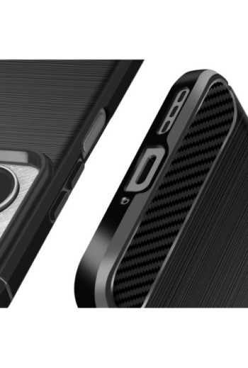 Cover per Xiaomi Redmi 13C silicone flessibile effetto carbonio e spazzolato - nera