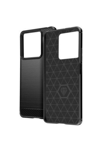 Cover per Xiaomi Redmi 13C silicone flessibile effetto carbonio e spazzolato - nera