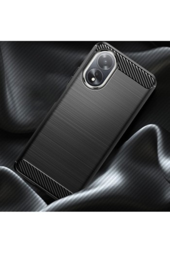 Cover per Oppo A38 silicone flessibile effetto carbonio - nera