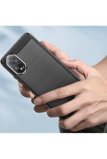 Cover per Oppo A38 silicone flessibile effetto carbonio - nera