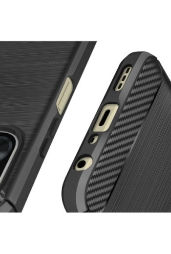 Cover per Oppo A38 silicone flessibile effetto carbonio - nera