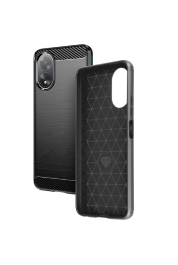 Cover per Oppo A38 silicone flessibile effetto carbonio - nera