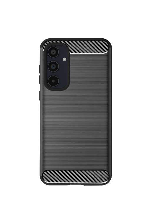 Cover per Samsung Galaxy A35 5G silicone flessibile effetto carbonio - nera