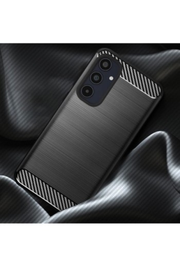 Cover per Samsung Galaxy A35 5G silicone flessibile effetto carbonio - nera