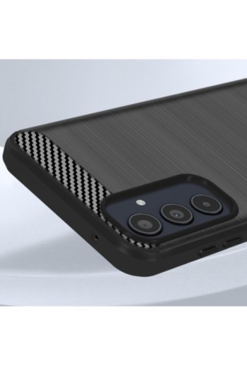 Cover per Samsung Galaxy A35 5G silicone flessibile effetto carbonio - nera