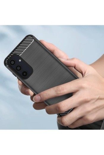 Cover per Samsung Galaxy A35 5G silicone flessibile effetto carbonio - nera