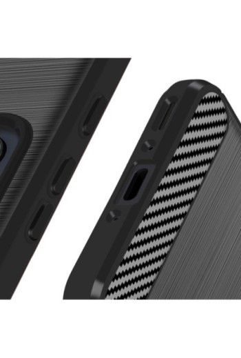 Cover per Samsung Galaxy A35 5G silicone flessibile effetto carbonio - nera