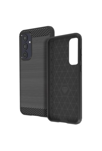 Cover per Samsung Galaxy A35 5G silicone flessibile effetto carbonio - nera