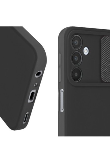Cover in silicone per Samsung Galaxy A25 5G coprifotocamera scorrevole - nera