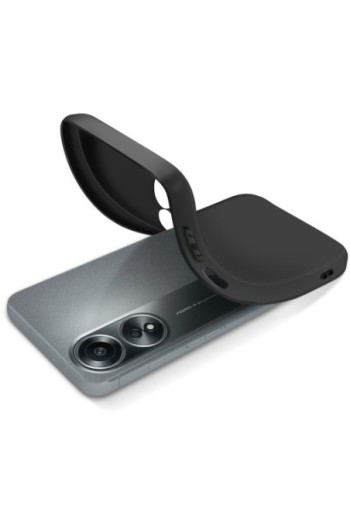 Cover per Oppo A58 - silicone morbido nero opaco fotocamera protetta