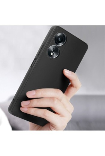 Cover per Oppo A58 - silicone morbido nero opaco fotocamera protetta