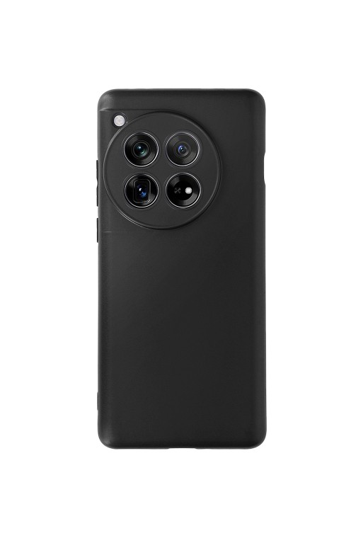 Cover in silicone morbido nero opaco fotocamera protetta per OnePlus 12 5G