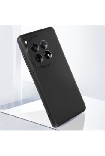Cover in silicone morbido nero opaco fotocamera protetta per OnePlus 12 5G