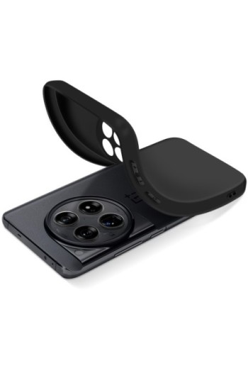 Cover in silicone morbido nero opaco fotocamera protetta per OnePlus 12 5G