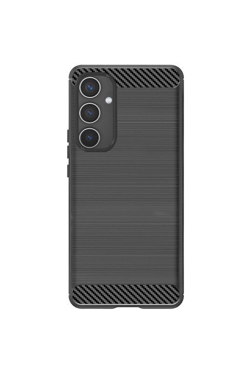 Cover effetto carbonio per Samsung Galaxy A55 5G - silicone flessibile nera
