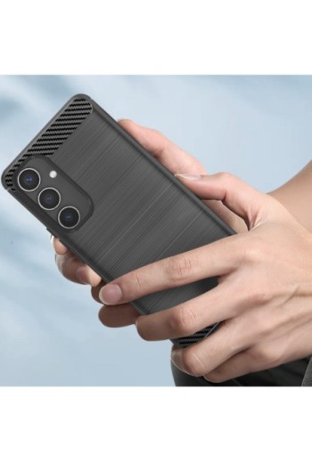 Cover effetto carbonio per Samsung Galaxy A55 5G - silicone flessibile nera
