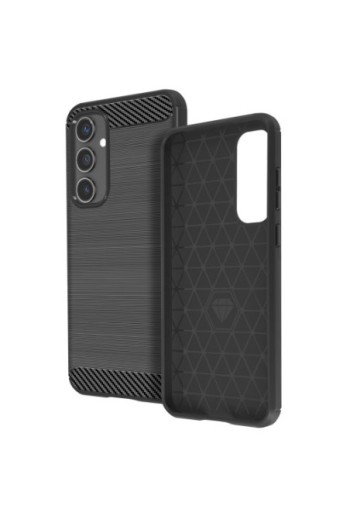 Cover effetto carbonio per Samsung Galaxy A55 5G - silicone flessibile nera