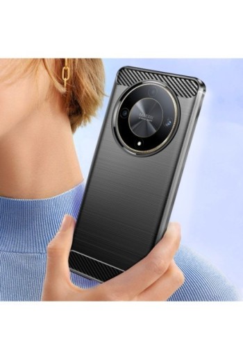 Cover in silicone flessibile effetto carbonio nera per Honor Magic 6 Lite 5G