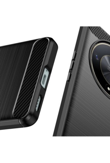 Cover in silicone flessibile effetto carbonio nera per Honor Magic 6 Lite 5G