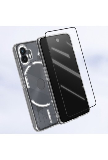 Cover per Nothing Phone 2 trasparente + vetro temperato 9H bordo nero - protezione completa