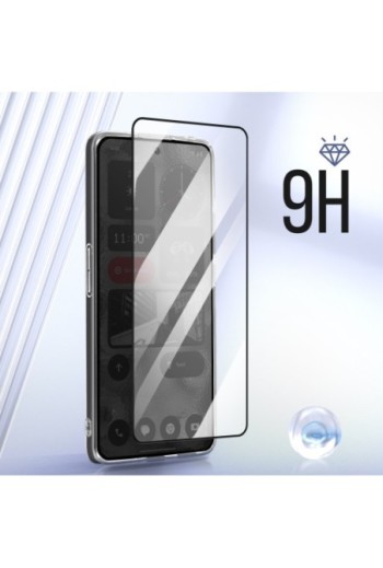 Cover per Nothing Phone 2 trasparente + vetro temperato 9H bordo nero - protezione completa
