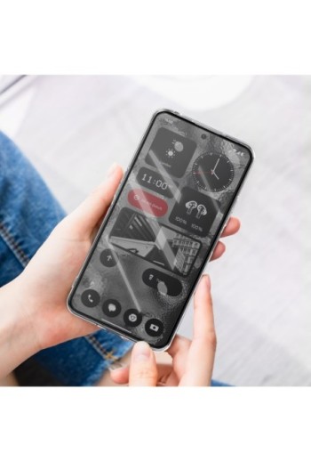 Cover per Nothing Phone 2 trasparente + vetro temperato 9H bordo nero - protezione completa