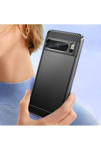 Cover flessibile per per Google Pixel 8 Pro effetto carbonio nera - Classic Carb