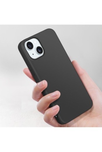 Cover per iPhone 15 Plus in silicone flessibile nera Classic Case