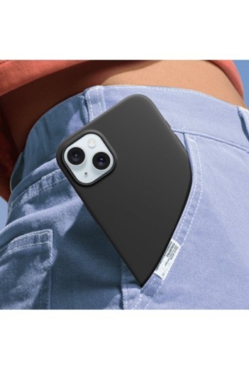 Cover per iPhone 15 Plus in silicone flessibile nera Classic Case