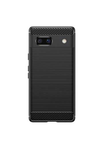 Cover flessibile per Google Pixel 7a design effetto carbonio e alluminio spazzolato - nera