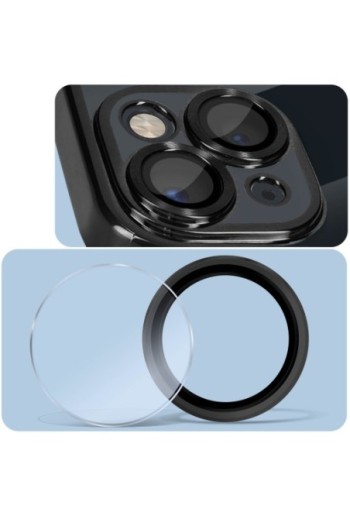 Cover MagSafe per iPhone 14 Plus silicone trasparente bordo cromato nero