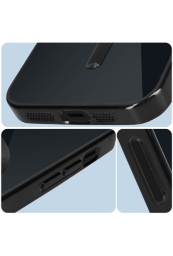 Cover MagSafe per iPhone 14 Plus silicone trasparente bordo cromato nero