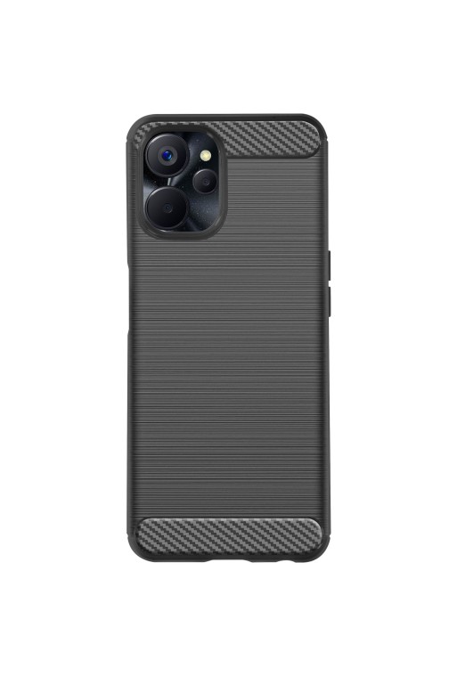 Cover in silicone per Realme 9i 5G effetto carbonio ed alluminio spazzolato - nera