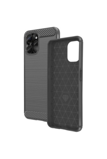 Cover in silicone per Realme 9i 5G effetto carbonio ed alluminio spazzolato - nera