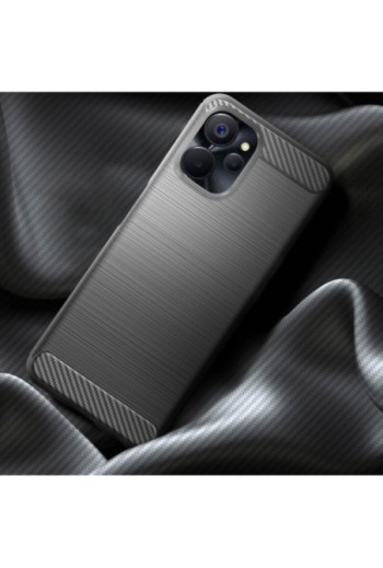 Cover in silicone per Realme 9i 5G effetto carbonio ed alluminio spazzolato - nera