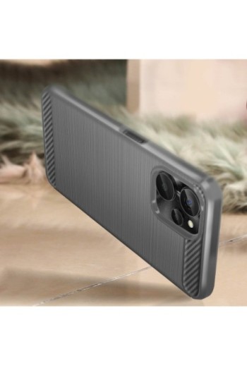 Cover in silicone per Realme 9i 5G effetto carbonio ed alluminio spazzolato - nera