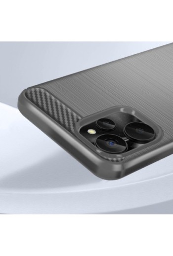 Cover in silicone per Realme 9i 5G effetto carbonio ed alluminio spazzolato - nera