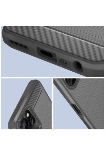 Cover in silicone per Realme 9i 5G effetto carbonio ed alluminio spazzolato - nera