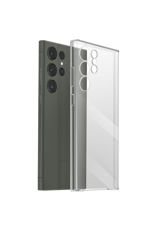 Cover in silicone per Samsung S23 Ultra con protezione fotocamera sottile 2 mm - trasparente