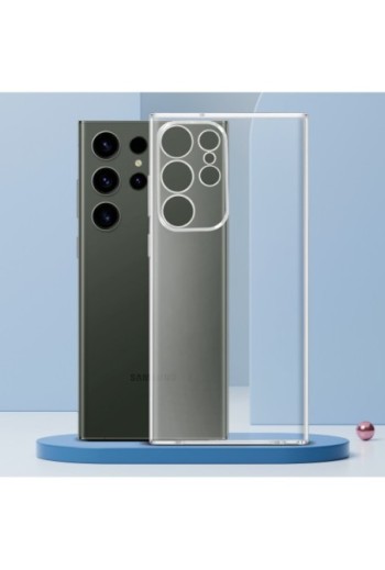 Cover in silicone per Samsung S23 Ultra con protezione fotocamera sottile 2 mm - trasparente