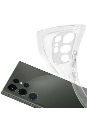 Cover in silicone per Samsung S23 Ultra con protezione fotocamera sottile 2 mm - trasparente