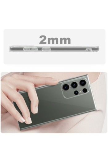 Cover in silicone per Samsung S23 Ultra con protezione fotocamera sottile 2 mm - trasparente