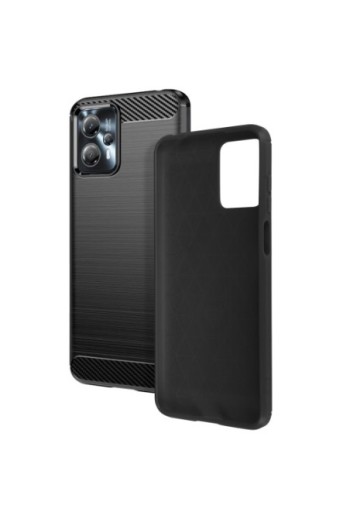 Cover in silicone per Motorola Moto G23 e G13 effetto carbonio ed alluminio spazzolato - nera